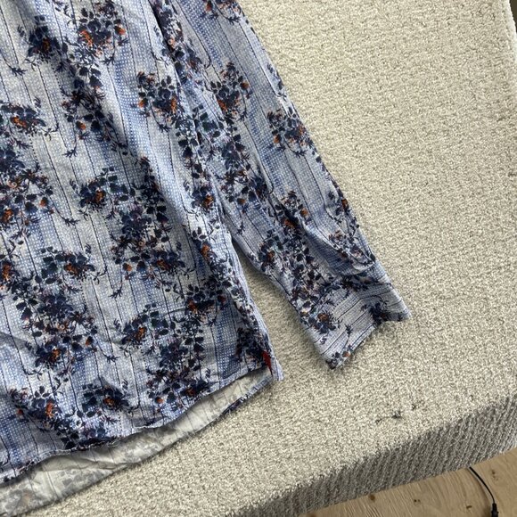 7 Downie St. Blue Floral AOP Long Sleeve Button-down Men’s Shirt Sz 7 Preppy - Picture 4 of 15